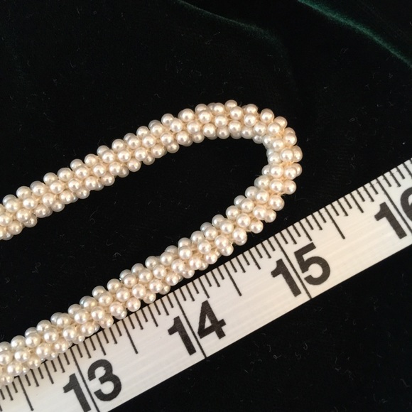 VINTAGE Faux Pearl Long woven rope Lariat necklace - Picture 4 of 4